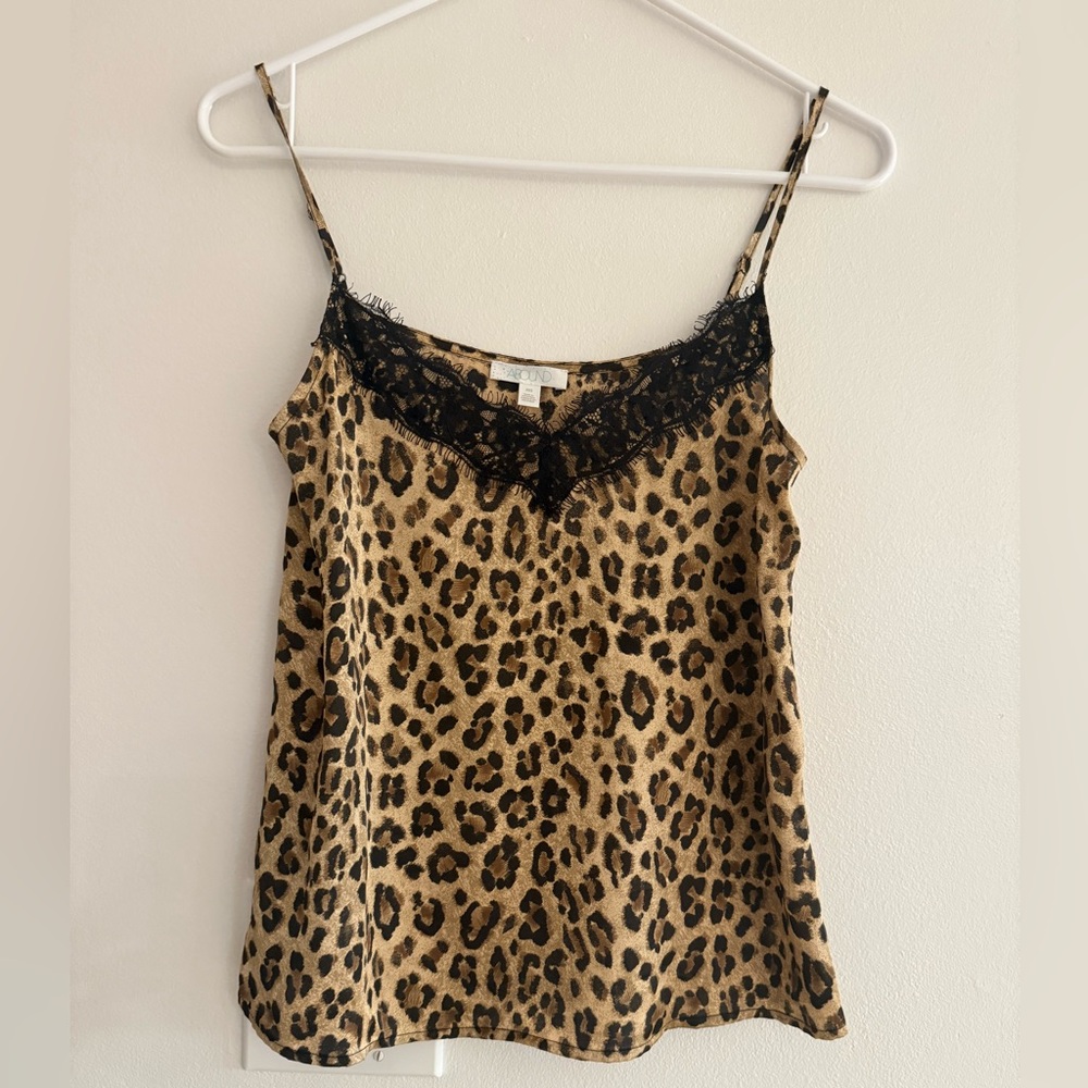 Abound Leopard Print Cami with Black Lace